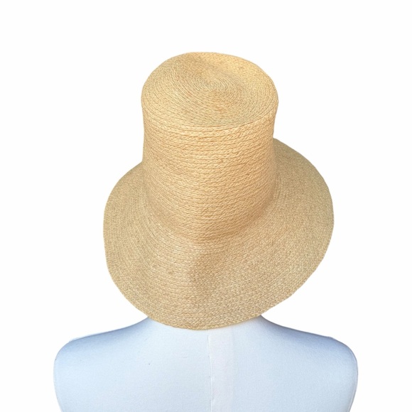 Janessa Leone Straw Hat Large Natural Raffia Boho Resortwear - Picture 3 of 11